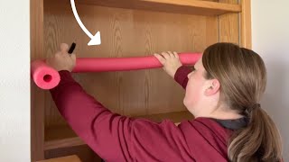 Stick a Dollar Store pool noodle into a bookshelf for this GENIUS idea [upl. by John]