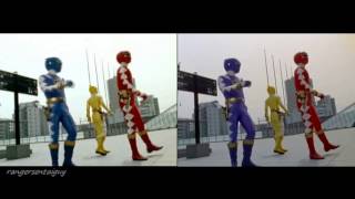 Power Rangers Megaforce  Blue and Black Rangers Morph 1  Power Rangers Official [upl. by Llecram]