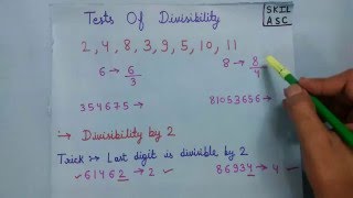 Tests of Divisibility  Divisibility Rules for 2 3 4 5 8 9 10 11 [upl. by Inus]