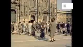 Late 1950s Early 1960s Milan Italy Architecture and Pigeons Colour Footage [upl. by Mahda]