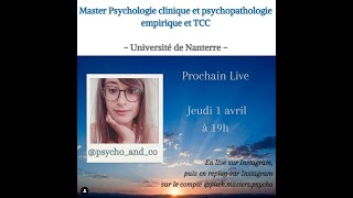 Master Psychologie Clinique et Psychopathologie Empirique et TCC  Université de Nanterre [upl. by Ahtekal]