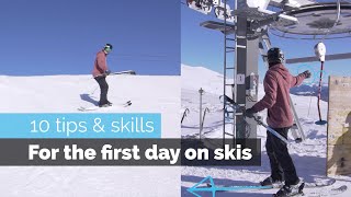 How to Ski  10 Beginner Skills for the First Day Skiing [upl. by Linnette]