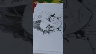 TANJIRO DRAWING WITH MY VOICE FIRST TIME drawing anime demonslayer shorts sketch [upl. by Nad914]