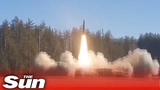 Russian military launch Iskander missiles during strike against Ukraine [upl. by Nalyac]