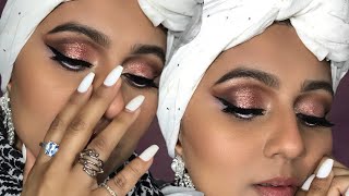 ROSE GOLDEN GLITTERS EYE MAKEUP Tutorial for party [upl. by Eniloj]