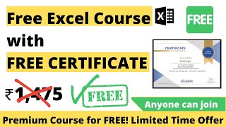 Free Excel Course with FREE Certificate  Advanced Excel Tutorial [upl. by Ecirpac716]