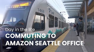 Commuting to Amazon Seattle Office 🚆🍂 by Light Rail  Seattle Silent Vlog [upl. by Ecnaralc307]