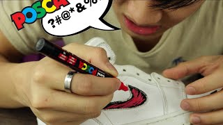 DO POSCA PENS WORK ON CUSTOM SHOES  Posca Markers [upl. by Atelokin196]