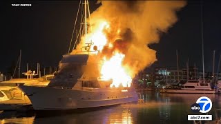 Explosions heard during yacht fire in Marina del Rey [upl. by Tedra]