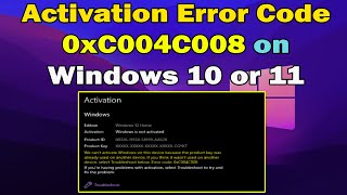 how to Fix Activation Error Code 0xC004C008 on Windows 10 amp 11 [upl. by Narahs]