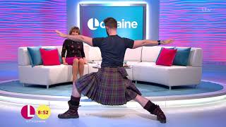 Finlay Wilson Shows Off Some of His Kilted Yoga Moves  Lorraine [upl. by Acnairb]