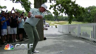 Highlight MJ Daffue escapes hospitality area at US Open with wild shot at No 14  Golf Channel [upl. by Countess21]