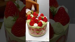 Immersive cake making  Strawberry pistachio crisp cake tutorial ❗️ Immersive cake making Cake [upl. by Magdala]