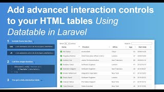 How to setup Jquery Datatable in to Laravel  Laravel Datatable [upl. by Awjan545]