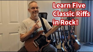 Learn Five Classic Guitar Riffs [upl. by Mandych]