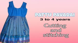 Pattu pavadai  cutting and stitching  3 to 4 years baby [upl. by Elleinaj]