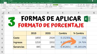 Como APLICAR FORMATO DE PORCENTAJE con y sin decimales en EXCEL  3 distintas maneras [upl. by Divan]