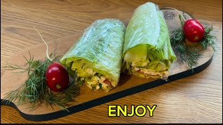 Healthy and easy vegetarian meal ‼️healthysandwich vegetarian lettucesandwich diet lettucewrap [upl. by Giliane]