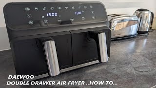 DAEWOO DOUBLE DRAWER AIR FRYER operation controls features [upl. by Vedi77]