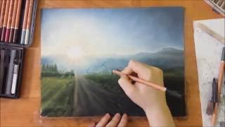 Japan Sunrise  Pastel  Speed Drawing [upl. by Neibart604]