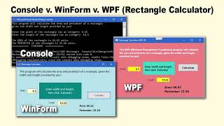 OOP Programming VB  01J Console v WinForm v WPF Rectangle Calculator project [upl. by Coppinger]