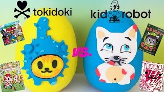 TOKIDOKI vs KIDROBOT Play Doh Surprise Eggs [upl. by Hoopen335]