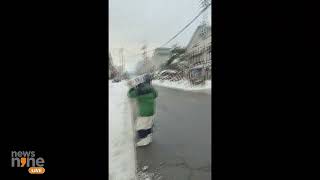 japanearthquake Breaking Eyewitness Capture Snow Falling From Buildings as Earthquake Hit japan [upl. by Elissa]