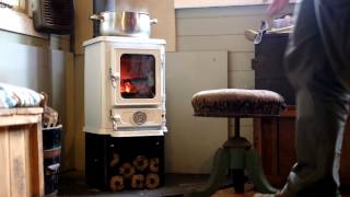 Cooking on a Wood Stove  The Hobbit Stove  White Enamel [upl. by Cathe]