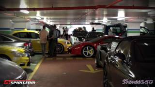 Gumball 3000 2011 Garage Tour One77 Veyron 599GTO x2 LP6704SV and more [upl. by Eadmund]