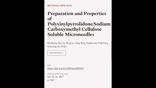 Preparation and Properties of PolyvinylpyrrolidoneSodium Carboxymethyl Cellulose Sol  RTCLTV [upl. by Onida]