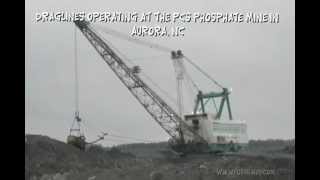 Draglines digging up fossil layers at PCS phosphate mine in Aurora NC [upl. by Peirce]