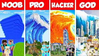 Minecraft TSUNAMI HOUSE BUILD CHALLENGE  NOOB vs PRO vs HACKER vs GOD  Animation [upl. by Ziagos]