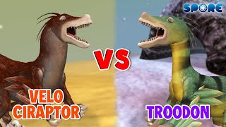 Velociraptor vs Troodon  Desert Dino vs Tundra Dino S1E7  SPORE [upl. by Ambrosi290]