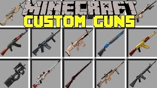 Minecraft CUSTOM GUNS MOD l CRAFT 100 NEW WEAPONS TO FIGHT ZOMBIES l Modded MiniGame [upl. by Arret]