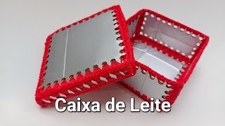 CAIXA QUADRADA FEITA COM CAIXAS DE LEITE [upl. by Nytsirk446]