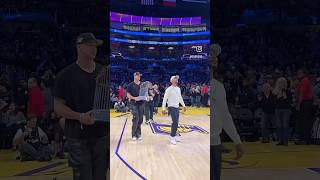 Los Angeles California Love 💙 Dodgers Bring Trophy to Lakers Court Dodgers Lakers Dodgers LA [upl. by Li]