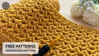 SUPER EASY Crochet Pattern for Beginners ONE ROW REPEAT ⚡️Crochet Stitch for Baby Blanket amp Bag [upl. by Lexie]