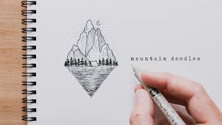 How To Draw Mountains  Mountain Doodles For Beginners [upl. by Jocko508]