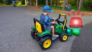 Kids Riding John Deere Power Wheels [upl. by Ahsiekim624]