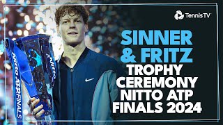 Jannik Sinner amp Taylor Fritz Trophy Ceremony amp Speech  Nitto ATP Finals 2024 [upl. by Obnukotalo101]