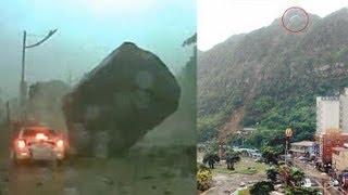 Taiwan rockslide 2000ton boulder teetering close to falling [upl. by Noorah320]