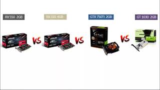 RX 550 2GB vs RX 550 4GB vs GTX 750TI 2GB vs GT 1030 2GB [upl. by Kemppe]