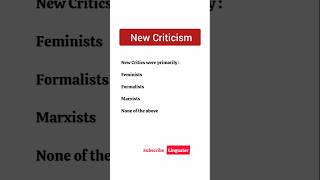 New Criticism 5 Important MCQS  MCQ on Literary Theory and Criticism  New Criticism Quiz [upl. by Ahsataj]