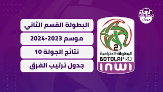 نتائج الجولة 10 و ترتيب البطولة المغربية القسم الثاني 20232024 [upl. by Derrick]