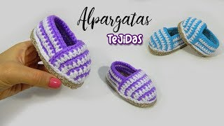 Alpargatas para bebe Tejidas a crochet  VARIAS TALLAS [upl. by Llenwahs]