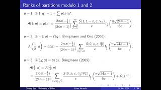 Qihang Sun University of Lille  Exact formulae for ranks of partitions [upl. by Sucy]