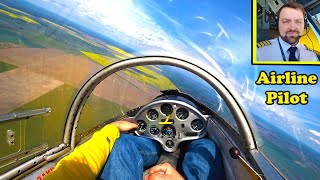 Airline Pilot tries to fly a glider  Head camera  POV  Soaring  Glider landing [upl. by Catherine]