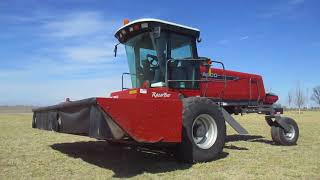 Agco 9365 Self Propelled Windrower with 15 ft Razor Bar Header [upl. by Naihtsirc]