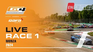 LIVE I Race 1 I Monza I GT4 European Series Powered by RAFA Racing Club 2024 English [upl. by Ellehcem559]