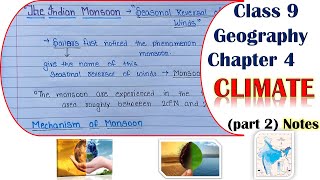 Class 9 Geography Chapter 4 Climate Notes  part 2   Handwritten  Our Study Committee [upl. by Wiley]